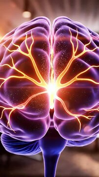 Vibrant illustration of a human brain with glowing neural pathways symbolizing intelligence innovation and complex thought processes for medical or tech applications