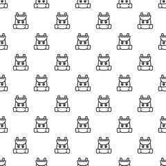 Backpack outline icons creating a seamless pattern for travel and hiking themes © nsit0108