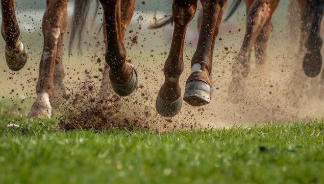 Horse Hooves Galloping on Dirt and Turf
