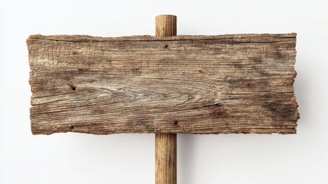 The Wooden Signboard On A Rustic Post With Weathered Texture And Blank Surface