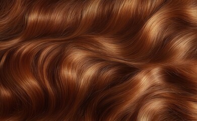 Naklejka premium luxurious silky auburn hair waves with warm glossy shine and flowing textured strands