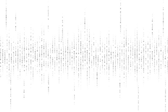 Binary code rain border. Digital matrix background with flowing data pattern. Modern computer programming technology concept for software development projects. 0 and 1 numbers vector background