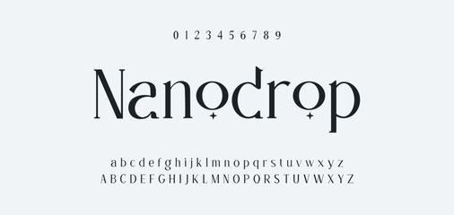 Fototapeta premium Elegant Font Uppercase Lowercase and Number. Classic Lettering Minimal Fashion Designs. Typography modern serif fonts regular decorative vintage concept. vector illustration