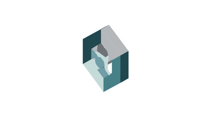 Abstract Geometric Composition with Isometric Perspective and Minimalist Color Palette.
