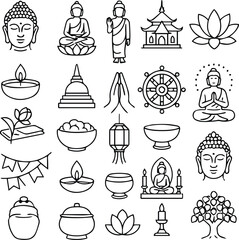 Buddha Purnima related icons transparent