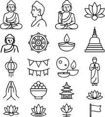 Buddha Purnima related icons transparent