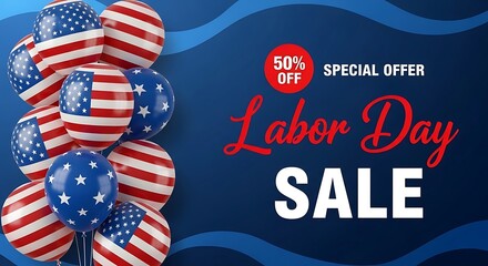 Fototapeta premium Celebrate labour day with unbeatable deals and discounts american labor day sale