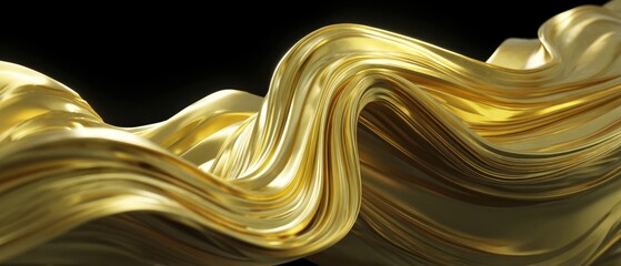 Golden fabric flowing against a black background