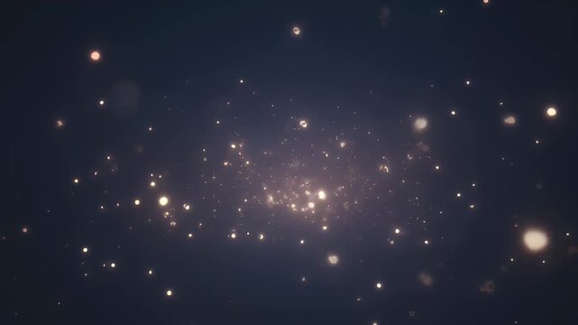 Abstract image of blurry lights floating against a dark gradient background