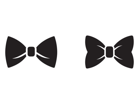 Black bow tie icons for formal wear accessories and fashion design elements  elegant necktie symbols