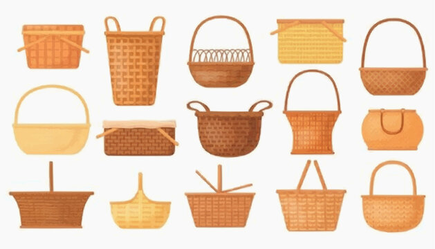 wicker basket isolated on white background