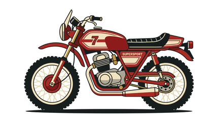 Fototapeta premium Vintage Red Motorcycle Illustration