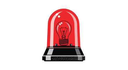 Classic red alarm light with an incandescent bulb on a white background.