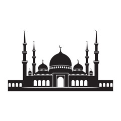 Islamic architecture silhouette featuring domes minarets and arches isolated on transparent background © SujitChandra