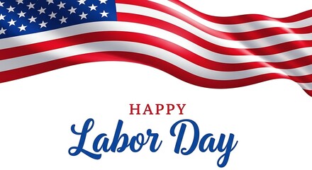 Fototapeta premium Happy labour day celebration with american flag honoring workers