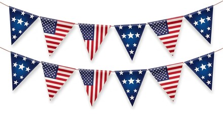 Fototapeta premium Memorial day patriotic bunting flags for american holiday decorations