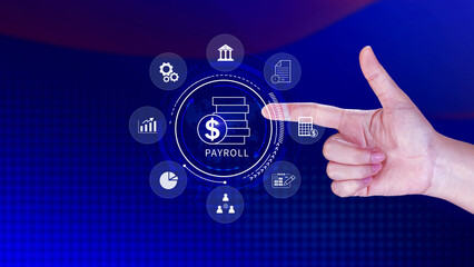 Fototapeta premium Payroll for employee concept. Efficient payroll management system with integrated digital communication and financial planning tools, enhancing business operations. not ai