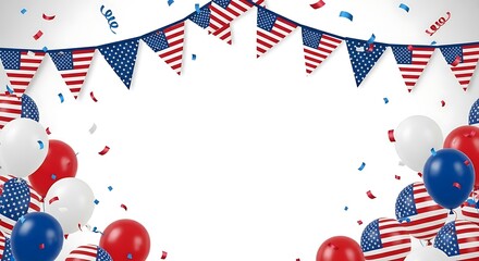 Obraz premium Happy labour day celebrations with patriotic decorations and balloons