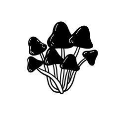 Black and white mushroom illustration