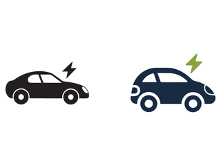 Fototapeta premium Electric and gasoline cars with lightning bolts eco friendly and pollution concepts transportation and vehicle icons
