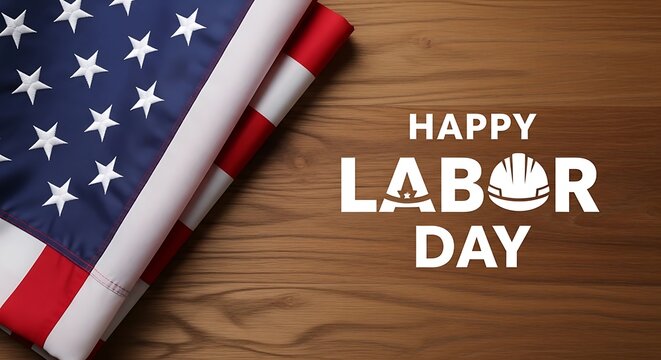 Happy labor day celebration with american flag and hardworking spirit