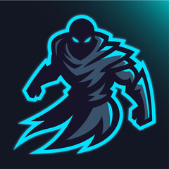 Fototapeta premium An eye-catching illustration of an esports character, poised in a dynamic stance against a dark gradient backdrop, radiates power and embodies the essence of the gaming world.