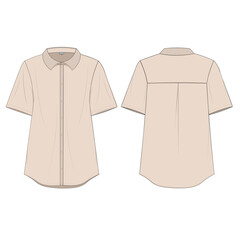 Beige Short Sleeve Button-Down Shirt Illustration