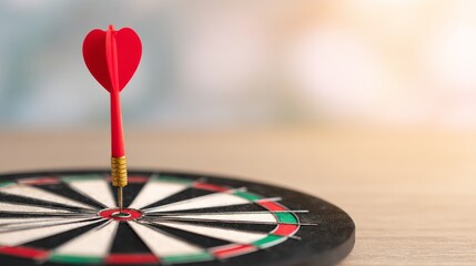 Fototapeta premium Dart throwing action indoor setting sports photography focused environment close-up view heart symbolism