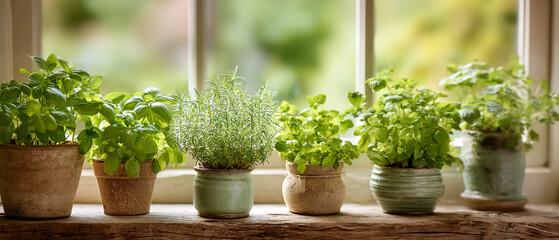 Indoor Herb Garden on Window Sill: Aromatic Potted Plants for Home Cooking & Wellness