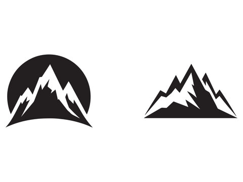 Mountain range silhouette icons in black and white for design and graphics  mountain peaks symbols for logos and branding