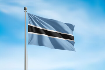 Fototapeta premium Botswana National Flag Waving In Wind