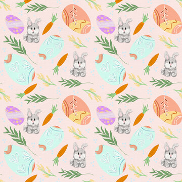 Easter egg pattern with rabbit and carrots