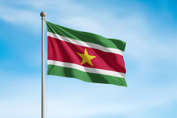 Fototapeta premium Suriname National Flag Waving In Wind