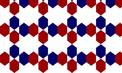 Geometric Hexagon Cube Seamless Pattern in Red Blue and Black Modern Abstract Background PNG