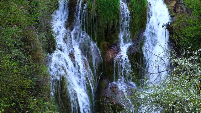 Waterfalls in the village of Tobera, in the municipality of Fr&iacute;as, in the Merindades region. Burgos. Castile and Le&oacute;n. Spain. Europe
