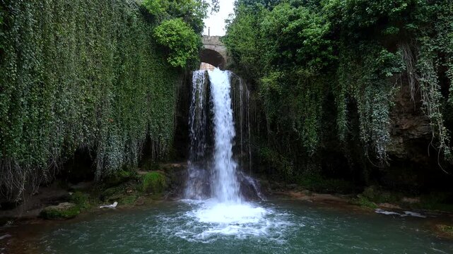 Waterfalls in the village of Tobera, in the municipality of Fr&iacute;as, in the Merindades region. Burgos. Castile and Le&oacute;n. Spain. Europe