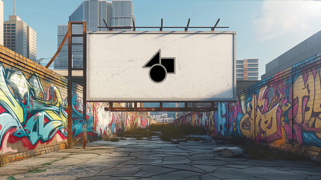 Urban City Graffiti Walls Mockup 3 &ndash; Street Art Branding Presentation, Grunge Concrete Wall Poster Display, Hip Hop Urban Advertising Showcase Template