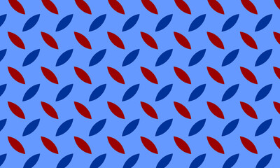 Fototapeta premium Minimal Leaf Seamless Pattern in Red and Blue on Soft Blue Background Modern Organic PNG