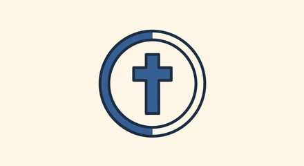 Obraz premium Cross in Circular Stamp Flat Vector Illustration Design