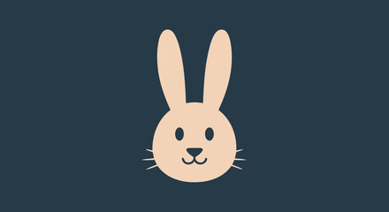 Obraz premium Simple Bunny Face Flat Minimal Vector Illustration