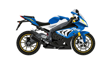 Obraz premium Blue and white sport motorcycle on white background