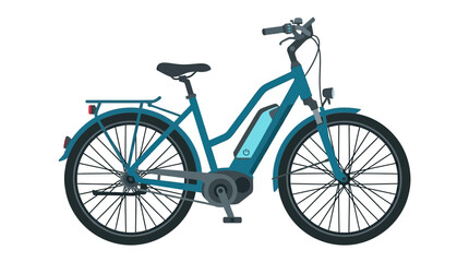 Fototapeta premium Blue electric bicycle, e-bike, modern transportation, white background