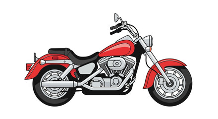 Fototapeta premium Red cruiser motorcycle, isolated on white background