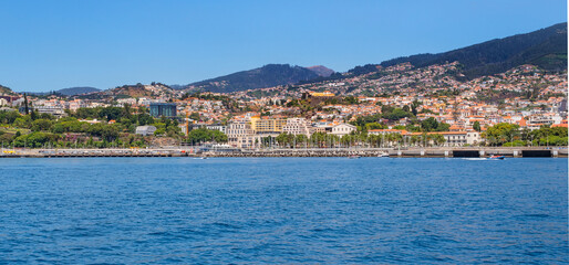 Fototapeta premium Funchal Panoramic Cityview from the Ocean, Madeira, Portugal, Europe