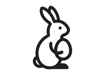 Obraz premium easter bunny egg logo silhouette vector, easter eggs silhouette vector illustration, easter bunny silhouette egg logo, animals easter bunny with egg logo silhouette design on white background