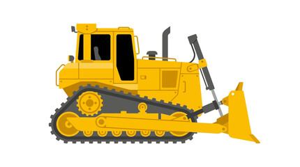 Obraz premium Yellow bulldozer isolated on white background, construction vehicle illustration