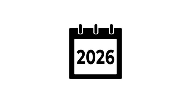 calendar icon on transparent background with alpha channel, HD desktop calendar icon vector motion graphic 2026.
