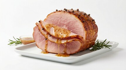 Juicy Slice of Roasted Easter Ham with Dripping Honey Mustard Glaze