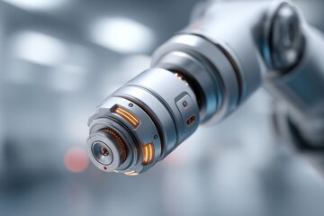 Advanced robotic arm features intricate details with glowing ele