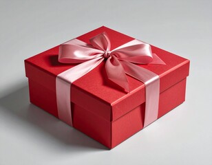 Obraz premium Gift box with ribbon on a white background viewed from above